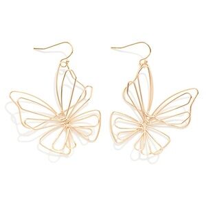 Gold Butterfly Wireframe Drop Earrings